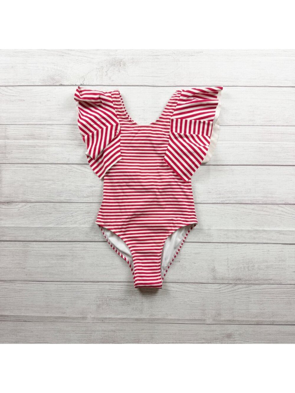Habitual Girl Red White Striped Ruffle One Piece Swimsuit 10